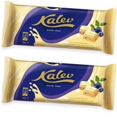 White Chocolate Bar with Rice Crisp and Blueberry Peaces - Kalev - From Estonia [Pack of 2], 1개