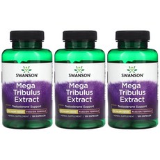 스완슨 메가 트리뷸러스 250mg 120캡슐 3병 Tribulus 트리블러스 테스토스테론, 3개, 120정