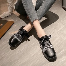 도오빠 트위꿍 여성 트위드 단화 가죽 로퍼 블로퍼 투웨이 3CM 키높이 통굽 뮬 구두 여자단화 발편한 신발