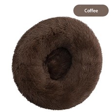 원형 강아지 침대 긴 봉제 애완 동물 개집 세척 고양이집 면, 11.Coffee, 1개, C.Diameter 60cm