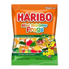 Haribo Gummi Candy Mini Rainbow Frogs 하리보 구미 캔디 미니 레인보우 개구리 142g 12팩, 1개