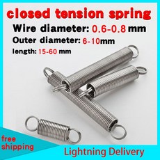 리턴 장력 용수철 외부 직경 5-10mm 길이 15-60mm 폐쇄 0.6 0.7 0.8 5 개, [02] 0.7mm(5pcs), [01] 5mm, [02] 20mm, 5개
