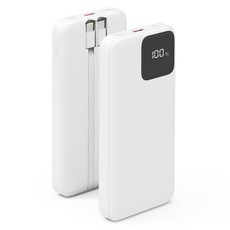 하이온 2in1 일체형 고속 충전 보조배터리 10000mAh 20W, 화이트