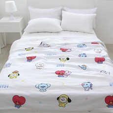 BT21 UNIVERSTAR 겹이불 - 화이트 침구류 홑이불 여름이불 BT21 아동이불 유아이불 어린이이불 키즈이불, 단품