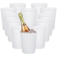 얼음 양동이 파티용 12팩 샴페인 탄산음료 맥주용 플라스틱 와인 쿨러 결혼식용 클래식 병 냉각기 꽃병 화분 쓰레기통으로 다용도 화이트, White, 12, 12개