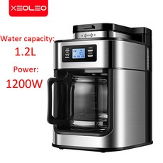 XEOLEO 자동 커피 머신 드립 LED 디스플레이 전기 원두 메이커 에스프레소 차 보일러 밀 그라인딩 2 인, AU, 110V 60HZ