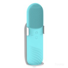 Routop 진동클렌저 얼굴 마사지기 세안브러쉬 실리콘 온열 EMS LED케어 방수 받침대 동봉 USB충전식, 블루