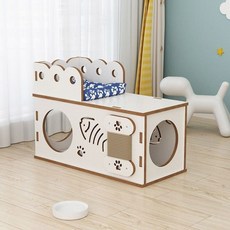 고양이 가정용 연결 애완 반려묘 연결되는 하우스 냥이 원목터널 스크래쳐 놀이터 월넛, 1개
