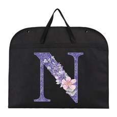 방진 의류 커버 정장 드레스 먼지 보라색 꽃 프린트 보관 보호대 걸이식 정리함, 19.8Purple flower S, 1개