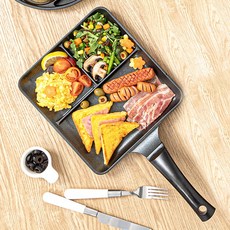 퀸센스 블랙 사각 3절 나눔팬 29cm 인덕션 겸용, 없음, 단일옵션, 1개, 단일사이즈