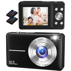 Bofypoo 1920x1080P 2.4 IPS 5MP CMOS Micro SD 디지털 카메라 디지털 카메라 컴팩트 700mAh2개 탑재 4400만 화소 비디오 녹화, DC403블랙, 1개