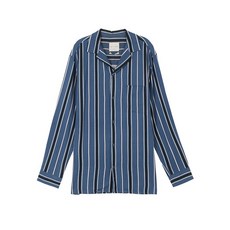 티비제이 남성 레이온 루즈핏 쿠반카라 스트라이프 셔츠 T191SH130P