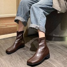 여자 타비 사각코 뒷지퍼 발볼넓은 굽3cm 앵클 부츠