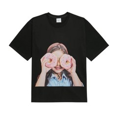 국내매장상품 아크메드라비 ADLV 캐릭터 기능성반팔 티셔츠 BABY FACE SHORT SLEEVE T-SHIRT BLACK DONUTS 3 도너츠3 블랙