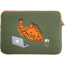 노트북 아이패드 태블릿 슬리브 파우치 맥북 Lazy Tiger 15 16인치 MUZIKTIGER, 초록
