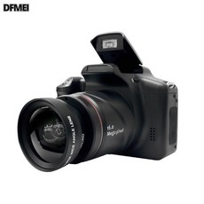 DFMEI 1600만 화소 고화질 디지털 카메라 사진 촬영 및 녹화 가능, 블랙+렌즈+64g 메모리 카드