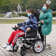 보호자 신 전동 휠체어 지능형 완전 자동 노인 스쿠터 접이식 오토바이 장애인 노인, [11] 높은 등받이는 12AH 납산 내구성 16km- 럭셔리 더블 트레일러 + 후방 제어를 할 수 없음
