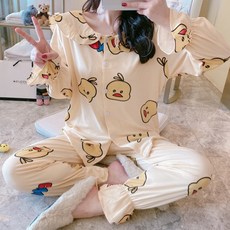 데코라멘 봄신상 프릴 카라 긴팔 투피스 파자마 여성잠옷 홈웨어