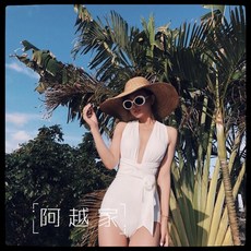 섹시한 수영복 아그넬 오프닝 원피스 수영복 해변 비치룩, 화이트