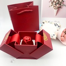 장미꽃 리프트 케이스 레드 액세서리 세트 반지 선물상자 세트 보석함 BEULRUSEU