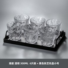 일본식 석문 수정컵 빙하문 유리컵 가정용 거실 심플 물컵 녹차컵 세트, 1개