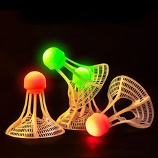BESTFIT 빛나는 LED 발광 배드민턴 방풍 셔틀콕 야광 형광, 3개, 1개입, 랜덤