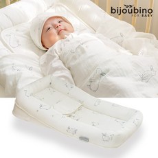 비주비노 힙서포터 높이조절 역류방지 신생아 아기침대+방수패드세트, 아기침대:버니+방수패드