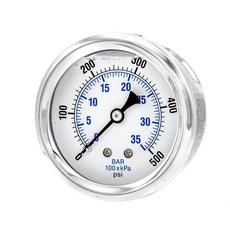 액체 충전 센터 백 마운트 압 게이지 6.4cm2.5인치 다이얼 0500 PSI 0.6cm14인치 수 NPT 연결 스테인리스 스틸 케이스 베젤 1 2211455, 액체 충전 센터 백 마운트 압 게이지 6.4cm2.5인, 1개