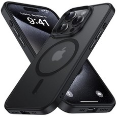 FNDMIL NO.1 아이폰 15 프로 맥스용 마그네틱 케이스 MagSafe와 호환 반투명 매트지문 방지밀리터리 충격 방지 실리콘 범퍼 맥스 커버가 있는 우아한 슬림 하드 블랙, The iPhone 15 Pro [6.1 inches], Black