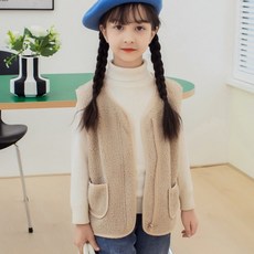 아동 겨울 보온 후리스 조끼 울 베스트