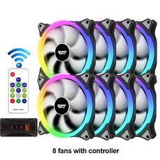 DarkFlash CS140 PC 냉각 팬 140mm RGB 팬 AURA SYNC 5V/3pin 헤더 제어 가능 LED 컴퓨터 케이스 CPU 쿨러, 02 체코, 08 8 fan and Controller