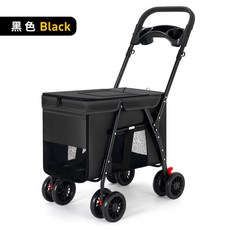 외출 가방 애견웨건 캠핑 산책 대형 유모차 카트 대형견유모차 50kg 중형견 15kg, 블랙