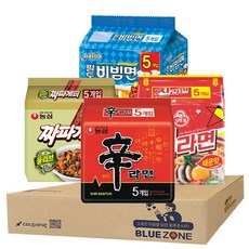 블루존 오뚜기 농심 팔도 봉지라면4종세트(신라면5P + 진라면매운맛5P + 짜파게티5P+ 팔도비빔면5P) 세트, 1세트