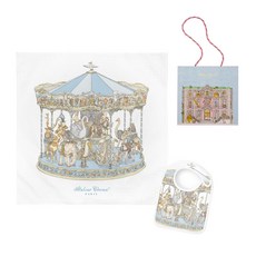 아뜰리에슈 블랭킷 Swaddle & Satin Bib Set Carousel Blue - 아뜰리에슈블랭킷