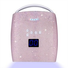 48W 무선 UV LED 네일 램프 가정 및 미용실용 핸들 아트 매니큐어 도구가 포함된 충전식 젤 드라이어(펄 핑크 다이아몬드), Pearl Pink Diamond, 1개