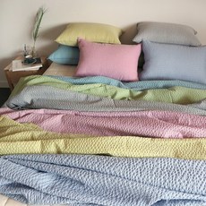 (르헤브) 파스텔 선염 시어서커 홑이불 베개 세트 (싱글)(무료배송)