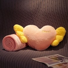 쿠션+담요 겸용 2in1 사무실 낮잠 쿠션 차량용 쿠션 베개, 사랑의 날개