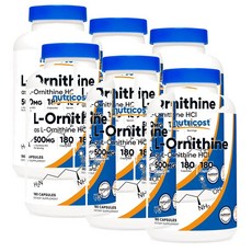 뉴트리코스트 L-오르니틴 HCI 500mg 캡슐 Nutricost L-Ornithine, 6개, 180정