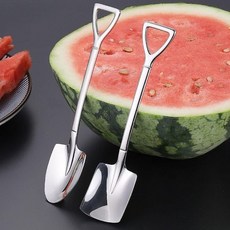 [1+1] 레스 미니 디저트 15 스테인 삽모양 스푼 티스푼 다과 스텐 포크 과일 .5CM 수박, 삼각형, 2개