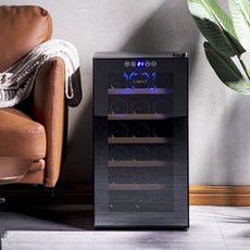 미니 와인 냉장고 온도 조절 와인 보관 저장고, 블랙 18구 원목 선반