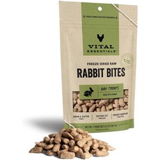 바이탈 에센셜 동결 건조 생 동물 개 간식 연어 물린 곳 2.5온스, Rabbit Bites, 2.00 Ounce (Pack of 1), 1개 - 바이탈에센셜