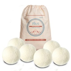 아이앤어스 뉴질랜드산 건조기볼 (100% WOOL) 6P + 전용파우치, 2세트, 6개입(파우치포함)