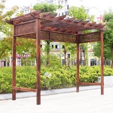 정원수 원두막 평상마루 정자 야외정원 포도받침 방부목 간이 야외 빌라 가든 캐주얼 원목, 01 단독선반(3mx1.3m) 탄화색