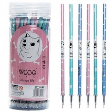리필심 볼펜심 블랙 블루 0.38전침관 학생 시험 사무 0.5, T01-WOOG귀요미(0.5블랙)