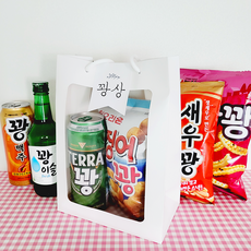 햅번에톰 돌잔치 꽝상 포장키트 쇼핑백 스티커3종 새우꽝 꽝이슬 고구마깡 83g 참이슬