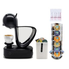 돌체구스토 인피니시마 캡슐 커피머신 패키지 + 전용 거치대 + 휴지통 + 커피머신 클리너 + 청소캡슐홀더, 피아노블랙