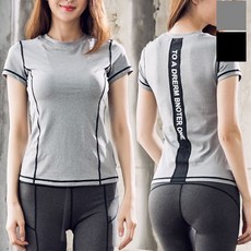 여자 필라테스 스포츠웨어 반팔티 레쉬가드 요가복