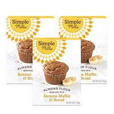Simple Mills Almond Flour Baking Mix Banana Muffi Simple Mills 아몬드 가루 베이킹 믹스 바나나 머핀 & 빵 믹스 - 글루튼 프, 255g, 3개