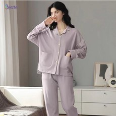 Xiseta 자주파자마 여자 싱그러운 잠옷