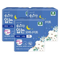 순수한면 입는 오버나이트 중대형 4개입 3개